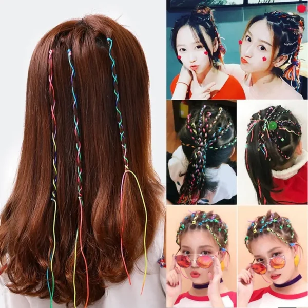 Colorful Hair Wrap String Braids Rainbow Hair Tie