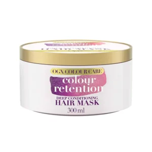 OGX colour care deep conditioning hair mask protects and moisturizes colour-treated hair, retaining vibrancy with UVA/UVB protection.