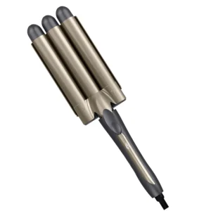 The INFINITIPRO BY CONAIR triple barrel waver creates long-lasting, shiny beach waves with its tourmaline ceramic coated barrels and multiple heat settings up to 410 degrees.