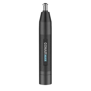 The ConairMan nose hair trimmer features a 360-degree beveled blade system for safe, precise trimming of nose and ear hair, and comes with a storage pouch.