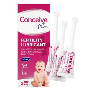 Pre-filled applicators of Conceive Plus fertility lubricant, containing calcium and magnesium, designed to support conception and enhance fertility for couples trying to get pregnant.