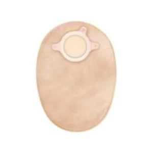 Opaque ConvaTec Natura ostomy pouch with filter, a two-piece design that easily connects to the skin barrier with an audible click for a secure and discreet fit.