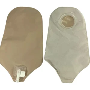 Opaque ConvaTec SUR-FIT Natura urostomy pouch with a 1-3/4 inch flange, one-sided comfort panel and Accuseal tap with valve.