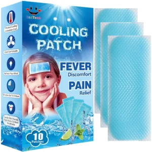 Ten cooling gel patches provide gentle and instant relief from fever, headache, muscle aches, and sunstroke for kids and adults.