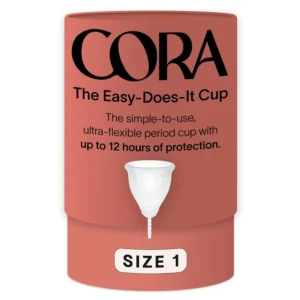The Cora menstrual cup is a reusable, foldable period cup made of soft, medical-grade silicone for comfortable and leak-free protection, offering a sustainable alternative to tampons and pads.