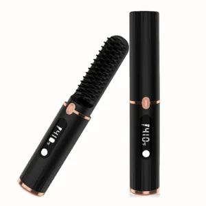 Cordless beard straightener comb for men and women, featuring fast heat-up, anti-scald design, LED temperature display and automatic shut-off for safe, portable hair straightening at home or while traveling.