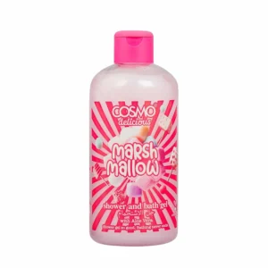 Cosmo Marshmallow shower gel with aloe vera cleanses and moisturizes skin with a sweet vanilla scent for all skin types.