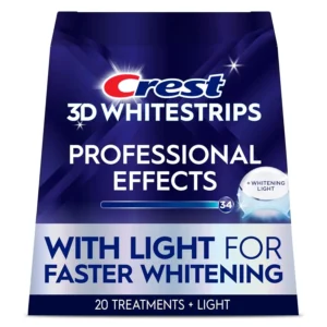 Achieve a 34 levels whiter smile in just 20 days with Crest 3D Whitestrips Radiant Express teeth whitening kit, featuring professional-level whitening power and Advanced Seal Technology for a no-slip grip.