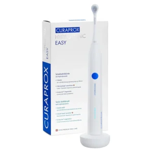 Curaprox Hydrosonic Easy electric toothbrush with sonic technology and CUREN filaments for gentle and effective cleaning of teeth and gums.
