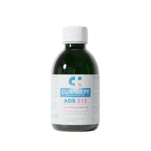 Alcohol-free Curasept ADS 212 mouthwash fights plaque and maintains natural teeth whiteness in a convenient 200ml bottle.