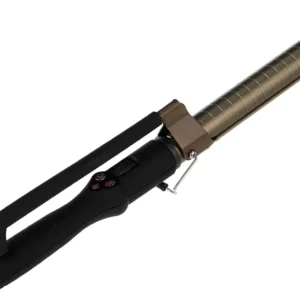 The black Onetech curling iron features a ceramic barrel for even heat distribution, creating smooth, long-lasting curls and waves with a shiny finish and a comfortable ergonomic grip.