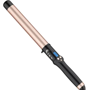This 1 1/4 inch curling wand with a long barrel and tourmaline ceramic creates salon-grade waves and curls for long hair with adjustable temperature settings.