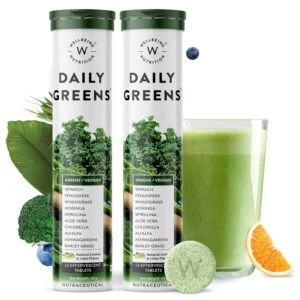 Wellbeing Nutrition daily greens supplement provides immunity support and detoxification with organic plant superfoods and antioxidants.