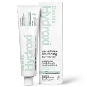 Davids natural toothpaste with nano hydroxyapatite gently whitens, reduces sensitivity, and supports enamel health without fluoride.