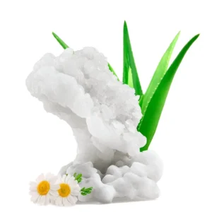 Rivage Dead Sea bath salts with aloe vera and chamomile to soothe and hydrate skin with natural minerals, vegan friendly and cruelty-free.