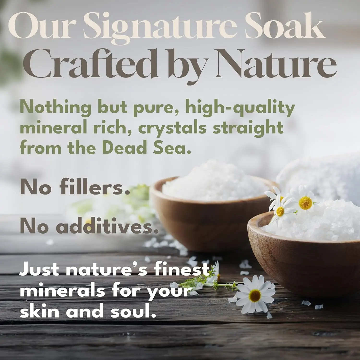 Two packs of Dead Sea bath salts containing over 21 minerals for muscle tension relief, relaxation, and dry skin moisturizing.