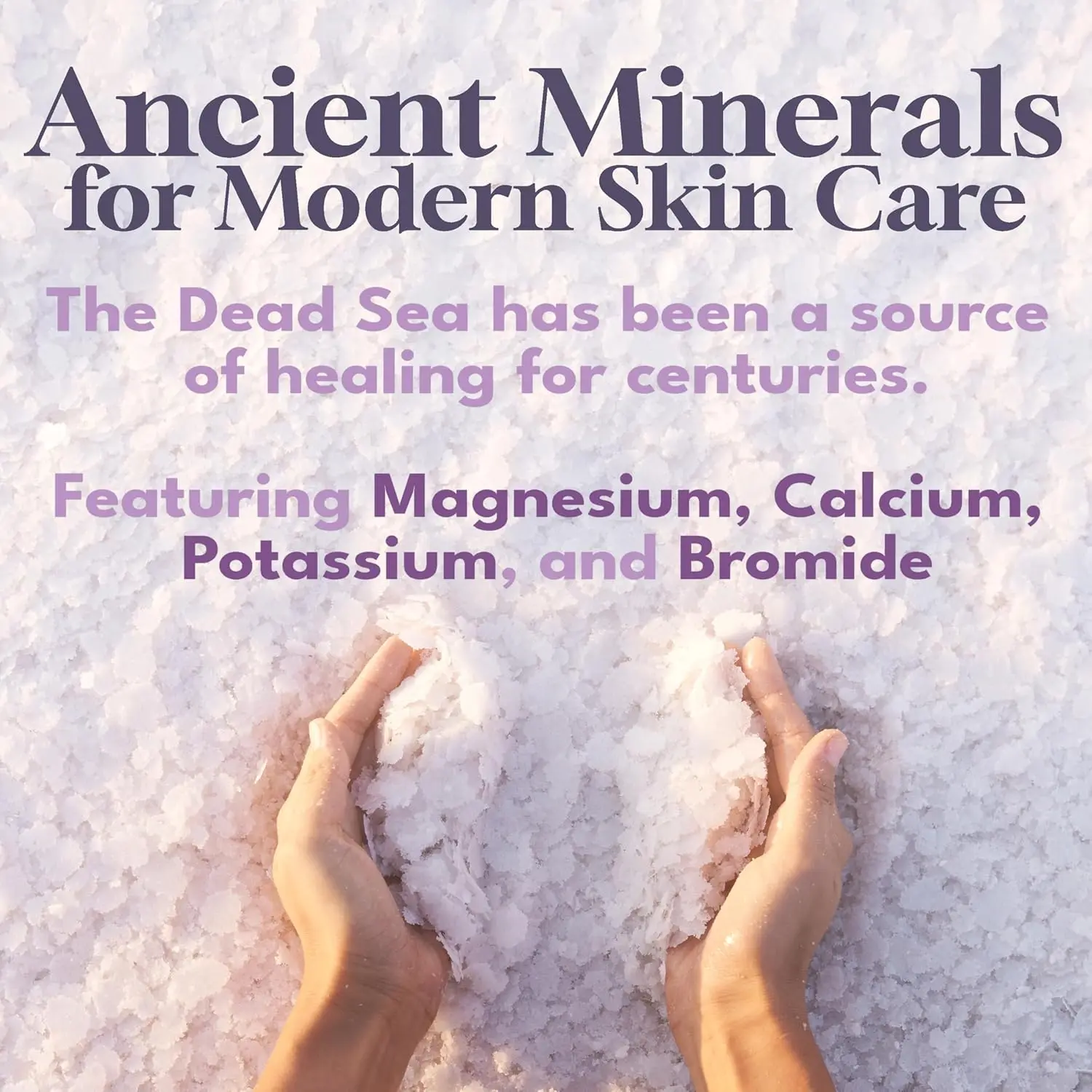 Two packs of Dead Sea bath salts containing over 21 minerals for muscle tension relief, relaxation, and dry skin moisturizing.