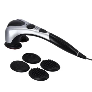 This handheld deep tissue massager provides powerful percussion massage for muscle relief, knotty muscle & spasms relief, and increased blood circulation with optional heat therapy.