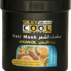 Silky Cool argan oil hair mask deeply conditions, rebuilds, and restores elasticity for smooth, frizz-free hair.