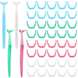 This dental floss set includes four colorful, reusable handles and 400 refill heads for easy and effective teeth cleaning for adults and kids.