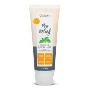 Oxyfresh dental gel formulated with aloe vera and zinc helps soothe sore gums, moisturize dry tissues, and freshen breath after dental procedures.