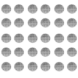 Thirty orthodontic lingual buttons with round mesh base for dental use and tongue side buckle placement.