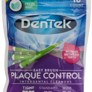 A package of DenTek Easy Brush Cleaners for extra tight spaces, containing 16 interdental brushes for cleaning between teeth.