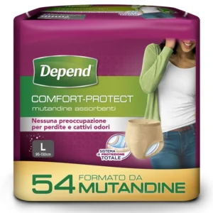 Depend Comfort Protect incontinence pants for women provide overnight absorbency and discreet protection against leaks and odors, in a comfortable beige design.
