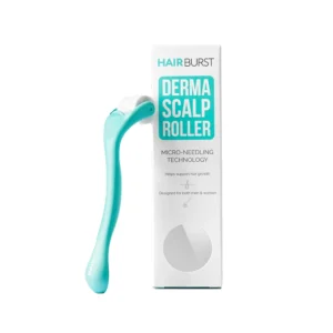 This HAIR BURST derma roller with 0.25mm titanium microneedles stimulates the scalp to boost collagen production and promote hair growth for thicker, healthier hair.