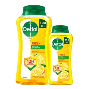 Dettol Fresh citrus body wash provides 100% germ protection and 12-hour odour defence with a refreshing citrus and orange blossom scent.