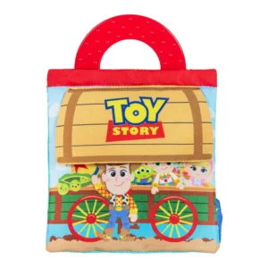 The Disney Baby Pixar Toy Story Soft Book is a crinkly teether toy perfect for stroller or car seat entertainment for babies and toddlers.