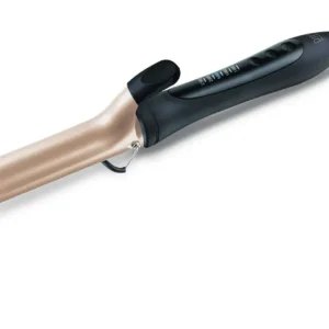 The Diva Pro Styling PRO312 digital tong features a 32mm ceramic barrel infused with macadamia, argan oil, and keratin for creating shiny, smooth curls.