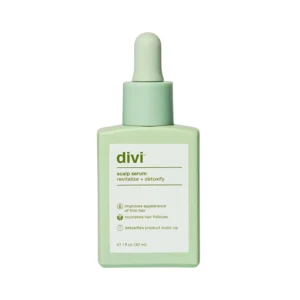 Divi Scalp Serum nourishes the scalp to promote thicker, fuller-looking hair while reducing product and oil buildup, suitable for all hair types and extension safe.