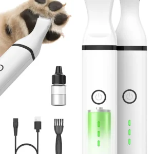The oneisall cordless dog paw trimmer provides quiet and safe grooming for small areas like paws, ears, and eyes.