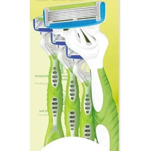The Dorco Shai6 disposable razor for women features a pivoting head, lubricating strip with aloe, vitamin E, and argan oil, and an anti-slip grip for a comfortable, close shave.