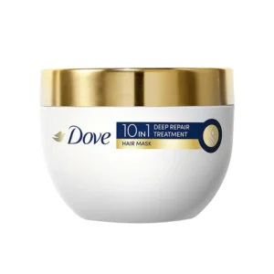 Dove Deep Repair Treatment hair mask reverses years of damage, restoring proteins for healthier, smoother, and silkier hair in just 5 minutes.