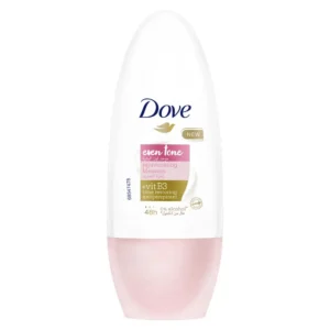 Dove Even Tone Rejuvenating Blossom antiperspirant deodorant roll-on helps restore natural underarm skin tone while providing 48-hour sweat and odor protection.