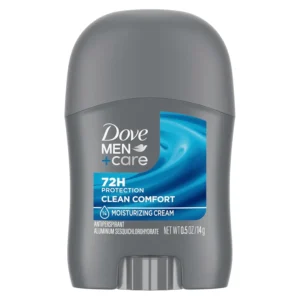 Dove Men+Care Clean Comfort antiperspirant deodorant stick provides 48-hour sweat and odor protection with a non-irritant formula and 1/4 moisturizing cream for comfortable, fresh underarms.