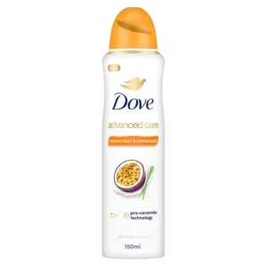 Dove Advanced Care Passion Fruit & Lemongrass antiperspirant deodorant spray provides 72-hour odor and sweat protection while soothing skin and moisturizing with Pro-Ceramide Technology.