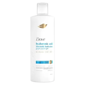 Dove 2in1 shampoo and conditioner with hyaluronic acid hydrates and revitalizes hair, leaving it soft and full of life without weighing it down.