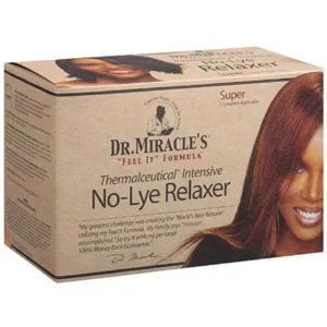 Dr. Miracle's no-lye relaxer with a super conditioning formula reduces breakage and moisturizes hair.