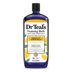 Dr Teal's Lemon Balm Foaming Bath with Pure Epsom Salt creates a luxurious, relaxing bath experience while nurturing the skin.