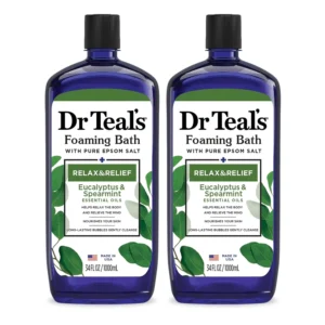 Dr Teal's Eucalyptus and Spearmint Foaming Bath with Epsom Salt helps relax the mind and refresh skin, perfect for your self-care routine.