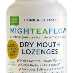 Sugar-free mint dry mouth lozenges with xylitol and stevia clinically proven to increase saliva flow and help protect gland cells.