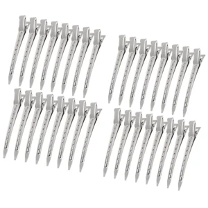 This set of 32 stainless steel duckbill clips are perfect for hair sectioning, styling, and salon use.