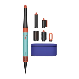 The Dyson Airwrap i.d. multi-styler in Ceramic Platina and Topaz offers personalized curling sequences and six attachments for drying, curling, shaping, smoothing, and hiding flyaways with no heat damage.