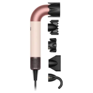 The Dyson Supersonic r hair dryer in ceramic pink and rose gold is a lightweight, fast-drying hair tool that prevents heat damage and offers precision styling for smoother, less frizzy hair.
