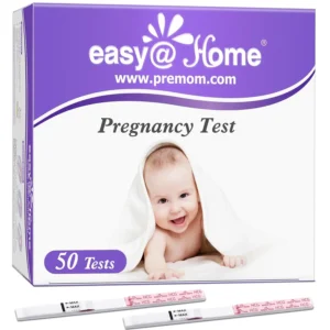 Easy to use Easy@Home pregnancy test strips for early detection of pregnancy with results in 5 minutes.