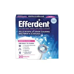 Efferdent denture cleanser tablets kill odor-causing germs, dissolve stains, reduce plaque, and freshen with extra minty flavor.