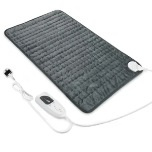 Dark grey electric heating pad 12x24 inches with six heat settings for back and muscle pain relief.